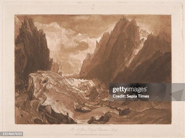 Mer de Glace, Valley of Chamouni, Savoy, Etched and engraved by Joseph Mallord William Turner, 1775–1851, British, after Joseph Mallord William...