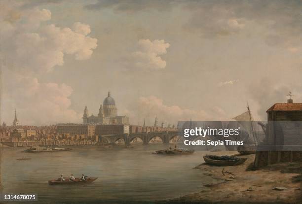 St. Paul's and Blackfriars Bridge, William Marlow, 1740–1813, British, between 1770 and 1772, Oil on canvas, Support : 20 3/16 x 29 3/8 inches ,...