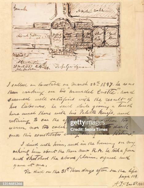 Recollection of the New R.A., John Constable, 1776–1837, British Pen and brown ink on medium, smooth, cream wove paper, Sheet: 13 3/8 x 10 inches ,...