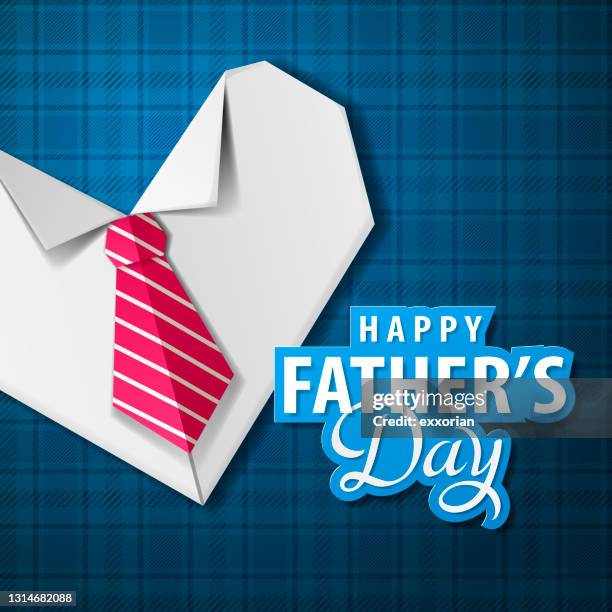 ilustraciones, imágenes clip art, dibujos animados e iconos de stock de camisa del corazón de origami del día del padre - fathers day