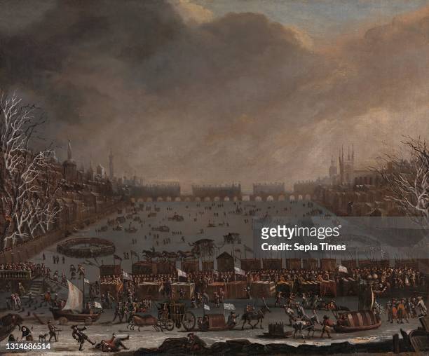 Frost Fair on the Thames, with Old London Bridge in the distance, Unknown artist, seventeenth century, Formerly attributed to Jan Wyck, ca....