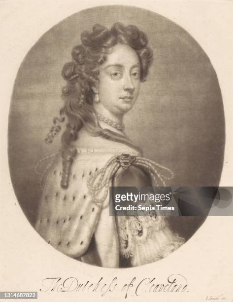 Barbara Palmer , Duchess of Cleveland, Print made by Sir Godfrey Kneller, 1646–1723, German, active in Britain , John Smith, 1652–1743, British,...