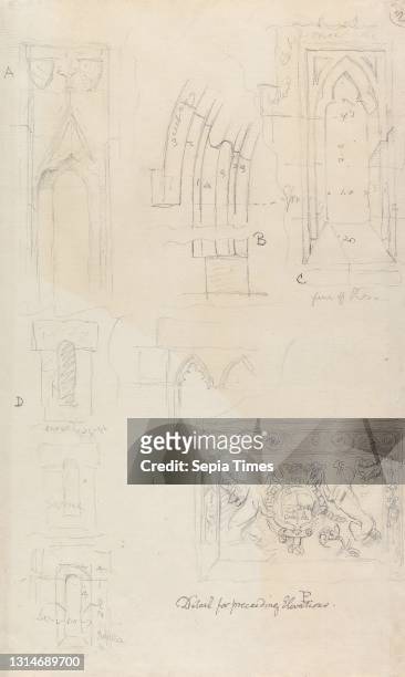 Detail for Preceding Elevations, Attributed to John Carter, 1748–1817, British, between 1806 and 1815, Graphite and pen and black ink on slightly...
