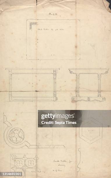 Design for Small Tables for the Library of the House of Lords, Augustus Welby Northmore Pugin, 1812–1852, British, Augustus Charles Pugin, 1762–1832,...