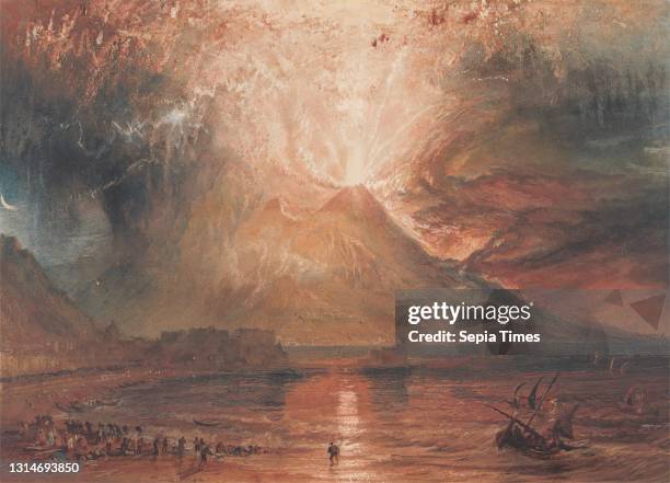 Vesuvius in Eruption, Joseph Mallord William Turner, 1775–1851, British, between 1817 and 1820, Watercolor, gum, scraping out on medium, slightly...