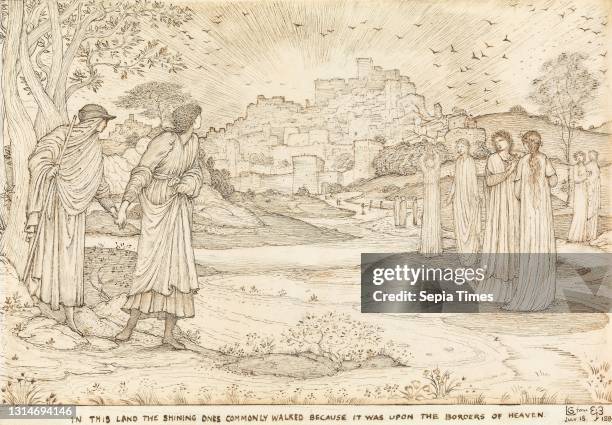 The Land of Beulah, Edward Burne-Jones, 1833–1898, British Pen and black ink, pen and brown ink and graphite on moderately thick, slightly textured,...