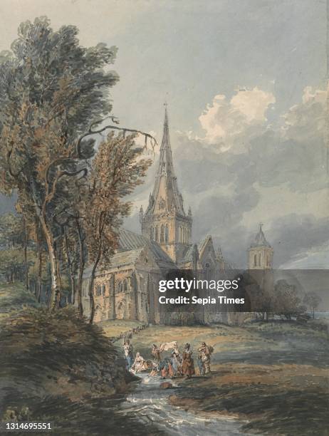 Glasgow Cathedral, Thomas Girtin, 1775–1802, British, between 1794 and 1795, Watercolor, pen in brown and black ink and graphite on moderately thick,...