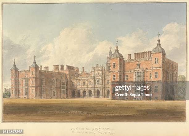 South East View of Hatfield House, The Seat of the Marquis of Salisbury, John Buckler FSA, 1770–1851, British, and John Chessell Buckler, 1793–1894,...