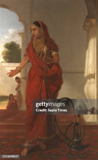 Dancing Girl, Tilly Kettle, 1735–1786, British, active in India Oil on canvas, Support : 76 3/4 × 47 3/4 inches , anklets, arch, bracelets , columns,...