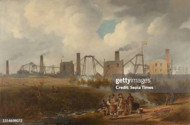 View of Murton Colliery near Seaham, County Durham, John Wilson Carmichael, 1799–1868, British Oil on canvas, Support : 24 x 36 1/8 inches ,...