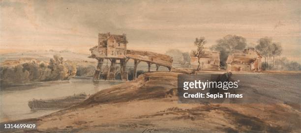 The Watermill Above the Bridge at Charenton, François Louis Thomas Francia, 1772–1839, French, active in Britain, after Thomas Girtin, 1775–1802,...