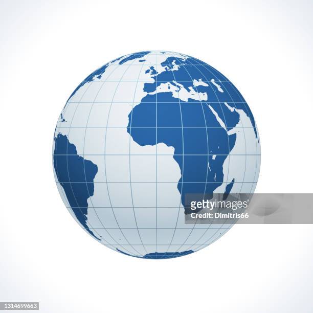 ilustrações de stock, clip art, desenhos animados e ícones de earth globe, front view on the prime meridian. - latitude