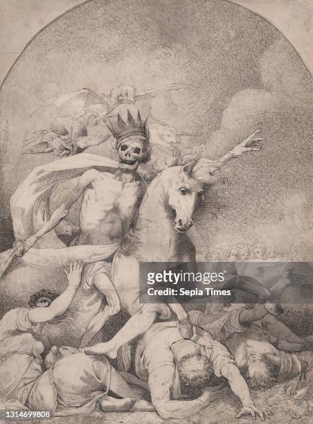 Death on a Pale Horse, John Hamilton Mortimer, 1740–1779, British, ca. 1775, Pen and black ink and gray ink on moderately thick, moderately textured,...