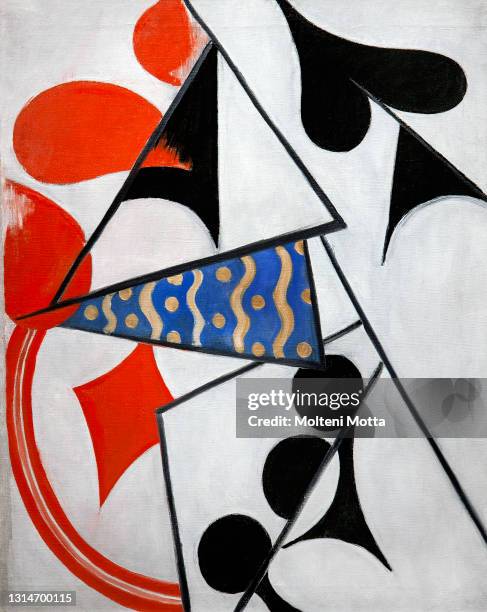 Art, Russian art, Olga Vladimirovna Rozanova, 1886 – 1918, title of the work, Four aces. Simultaneous depiction, 1913 - 1914 oil on canvas, cm 85 x...