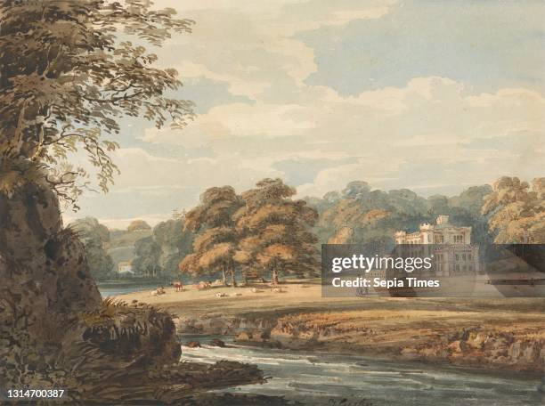 Melville Castle, Midlothian, Thomas Girtin, 1775–1802, British, ca. 1796, Watercolor with pen in brown ink over graphite on thick, moderately...