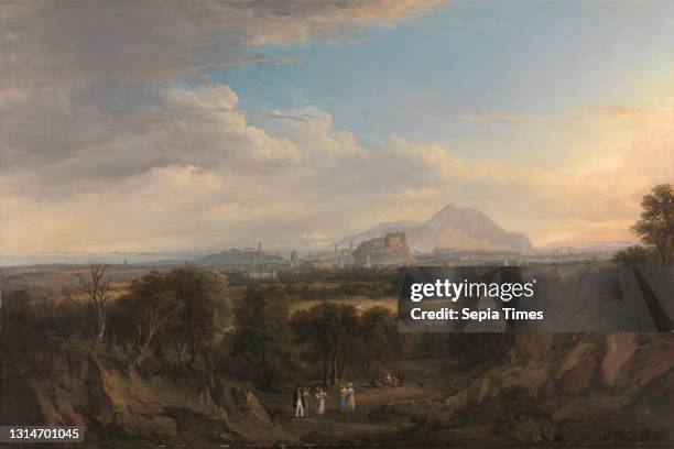 View of Edinburgh from the West, Alexander Nasmyth, 1758–1840, British, 1822 to 1826, Oil on canvas, Support : 24 1/4 x 36 1/4 inches , boulders,...