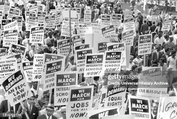 Protesters with Signs at March on Washington for Jobs and Freedom, Washington, D.C., USA, photo by Marion S. Trikosko, August 28, 1963.