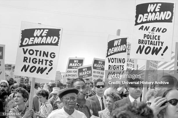 Protesters with Signs at March on Washington for Jobs and Freedom, Washington, D.C., USA, photo by Marion S. Trikosko, August 28, 1963.