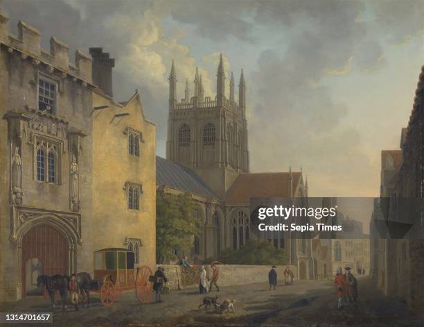 Merton College, Oxford, Michael 'Angelo' Rooker, 1746–1801, British Oil on canvas, Support : 27 3/4 x 35 5/8 inches , architectural subject,...