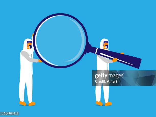 carrying magnifying glass - tax scrutiny stock illustrations