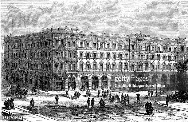 The General German Credit Institute in Leipzig in Germany, in 1876 / Die allgemeine deutsche Kreditanstalt in Leipzig in Deutschland, im Jahre 1876,...