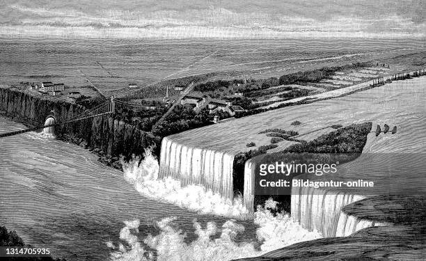 Niagara Falls in Canada in 1870 / Die Niagarafälle in Kanada im Jahre 1870, Historisch, historical, digital improved reproduction of an original from...