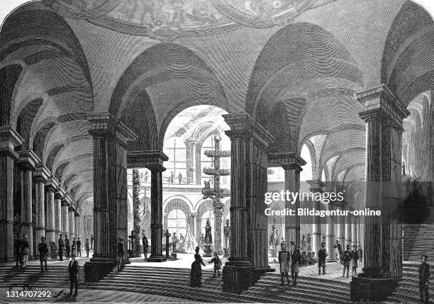 The atrium of the Royal Museum of Ethnology in Berlin, Germany, 1887 / Der Lichthof des Königlichen Museum für Völkerkunde in Berlin, Deutschland...