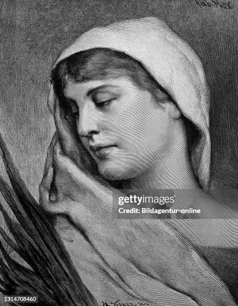 Portrait of a Young Woman in a Peaceful Mood from 1870 / Porträt einer jungen Frau in friedlicher Stimmung aus dem Jahre 1870, Historisch,...