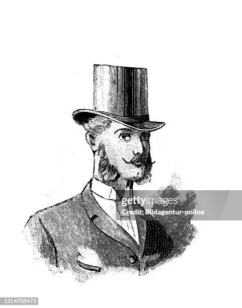 Hat fashion and beard fashion of men in Germany in 1889 / Hutmode uns Bartmode der Männer in Deutschland im Jahre 1889, Historisch, historical,...