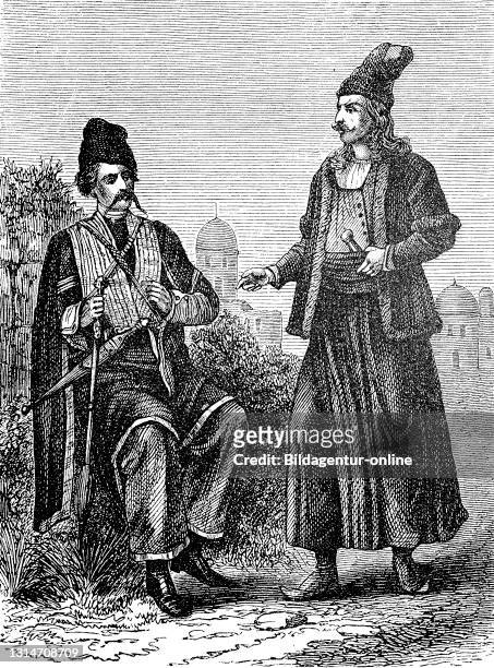 Men from Armenia, Armenians, in traditional costume, around 1880 / Männer aus Armenien, Armenier, in traitioneller Tracht, um 1880, Historisch,...