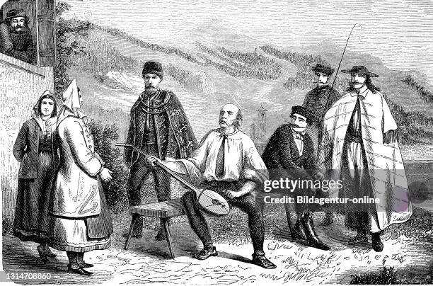 People from Croatia, Croats, in 1880 / Leute aus Kroatien, Kroaten, im Jahre 1880, Historisch, historical, digital improved reproduction of an...