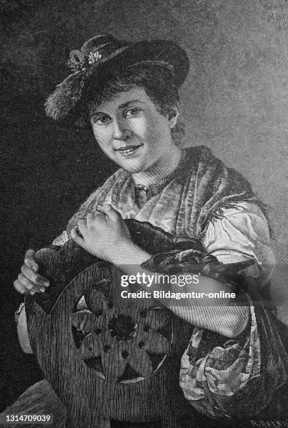 Woman in traditional costume from Tyrol, Austria, 1890 / Frau in der Tracht aus Tirol, Österreich Historisch, historical, digital improved...