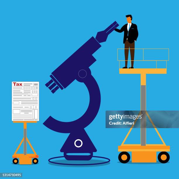 taxes under microscope - getting ready for date stock illustrations