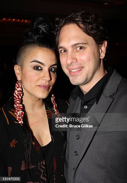 Sonya Tayeh and Thomas Sadoski attend the opening night celebration for "Other Desert Cities" on Broadway at the Marriot Marquis on November 3, 2011...