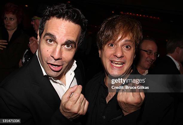 Mario Cantone and Tommy Femia attend the opening night celebration for "Other Desert Cities" on Broadway at the Marriot Marquis on November 3, 2011...