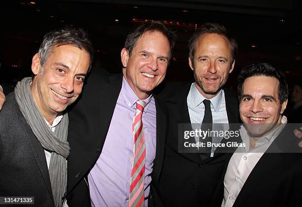 Joe Mantello, David Marshall Grant, John Benjamin Hickey and Mario Cantone attend the opening night celebration for "Other Desert Cities" on Broadway...