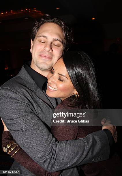 Thomas Sadoski and Olivia Munn attend the opening night celebration for "Other Desert Cities" on Broadway at the Marriot Marquis on November 3, 2011...