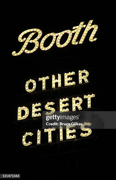 Signage at the opening night for "Other Desert Cities" on Broadway at The Booth Theater on November 3, 2011 in New York City.