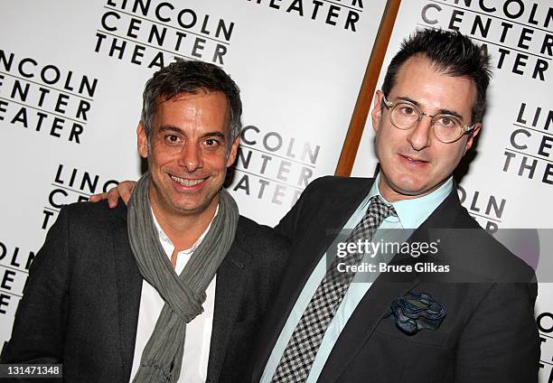 DirectorJoe Mantello and Playwright Jon Robin Baitz attend the opening night celebration for "Other Desert Cities" on Broadway at the Marriot Marquis...