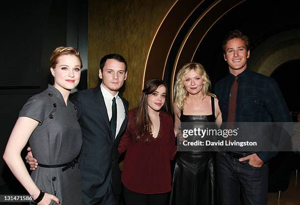 Actress Evan Rachel Wood , Actor Anton Yelchin, Los Angeles Times Moderator Amy Kaufman, and Actor Armie Hammer attend the LA Times Young Hollywood...