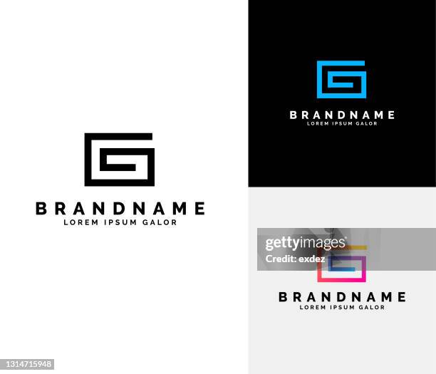letter g logo set - g logo stock illustrations
