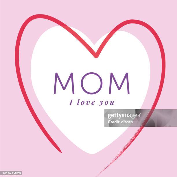 ilustrações de stock, clip art, desenhos animados e ícones de mother's day greetings card with abstract heart made from brush stroke. happy mother's day. love mom concept. - mãe