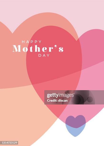 stockillustraties, clipart, cartoons en iconen met de groetenkaart van de dag van de moeder met abstracte harten. fijne moederdag. de moederconcept van de liefde. - moederdag