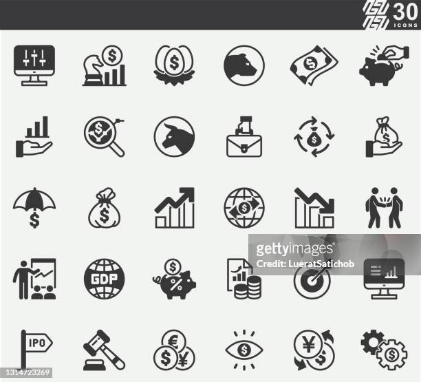 stock market silhouette icons - bull market stock illustrations