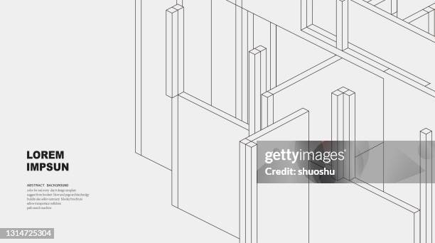 abstract 3d geometric line structure pattern background for design - virtual reality construction stock illustrations