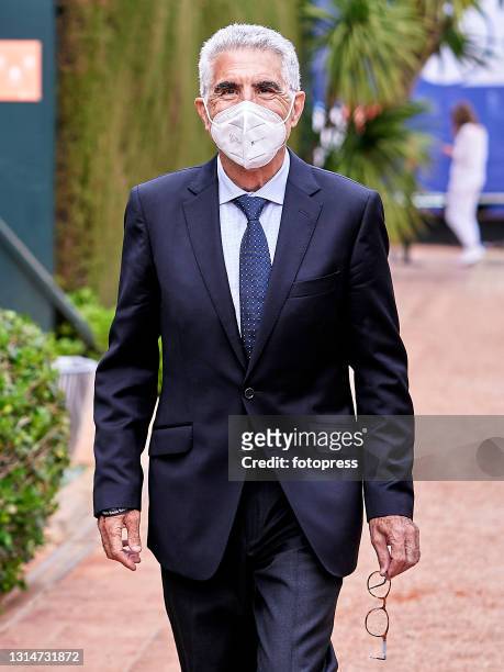 Manuel Orantes attends to the ATP Barcelona Open Banc Sabadell 2021 at Real Club De Tenis Barcelona on April 24, 2021 in Barcelona, Spain.