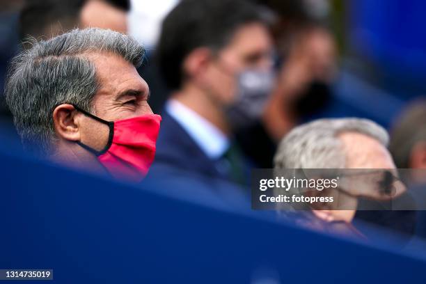Joan Laporta attends the ATP Barcelona Open Banc Sabadell 2021 at Real Club De Tenis Barcelona on April 24, 2021 in Barcelona, Spain.