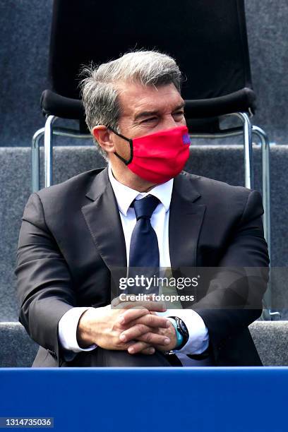 Joan Laporta attends the ATP Barcelona Open Banc Sabadell 2021 at Real Club De Tenis Barcelona on April 24, 2021 in Barcelona, Spain.