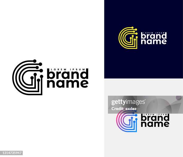 letter g logo set - g logo stock illustrations