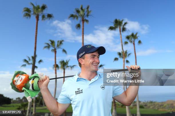 Portrait of Paul Dunne of Ireland as he plays a practice round ahead of the Tenerife Open at Golf Costa Adeje on April 27, 2021 in Tenerife, Spain.